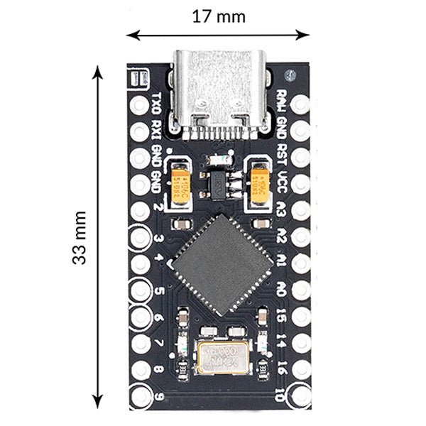 AZ-ProMicro-Board ATMEGA32U4 5V/16MHZ Entwicklungsboard Mikrocontroller mit Bootloader IDE und USB C - AZ-Delivery