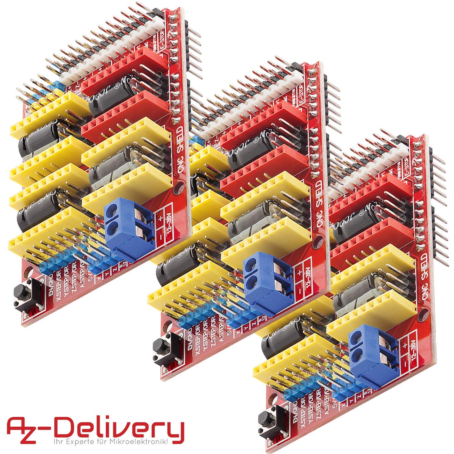 CNC Shield V3 für ATmega328 und Mega 2560 Development Board, für A4988 Schrittmotor Treiber kompatibel mit Arduino - AZ-Delivery