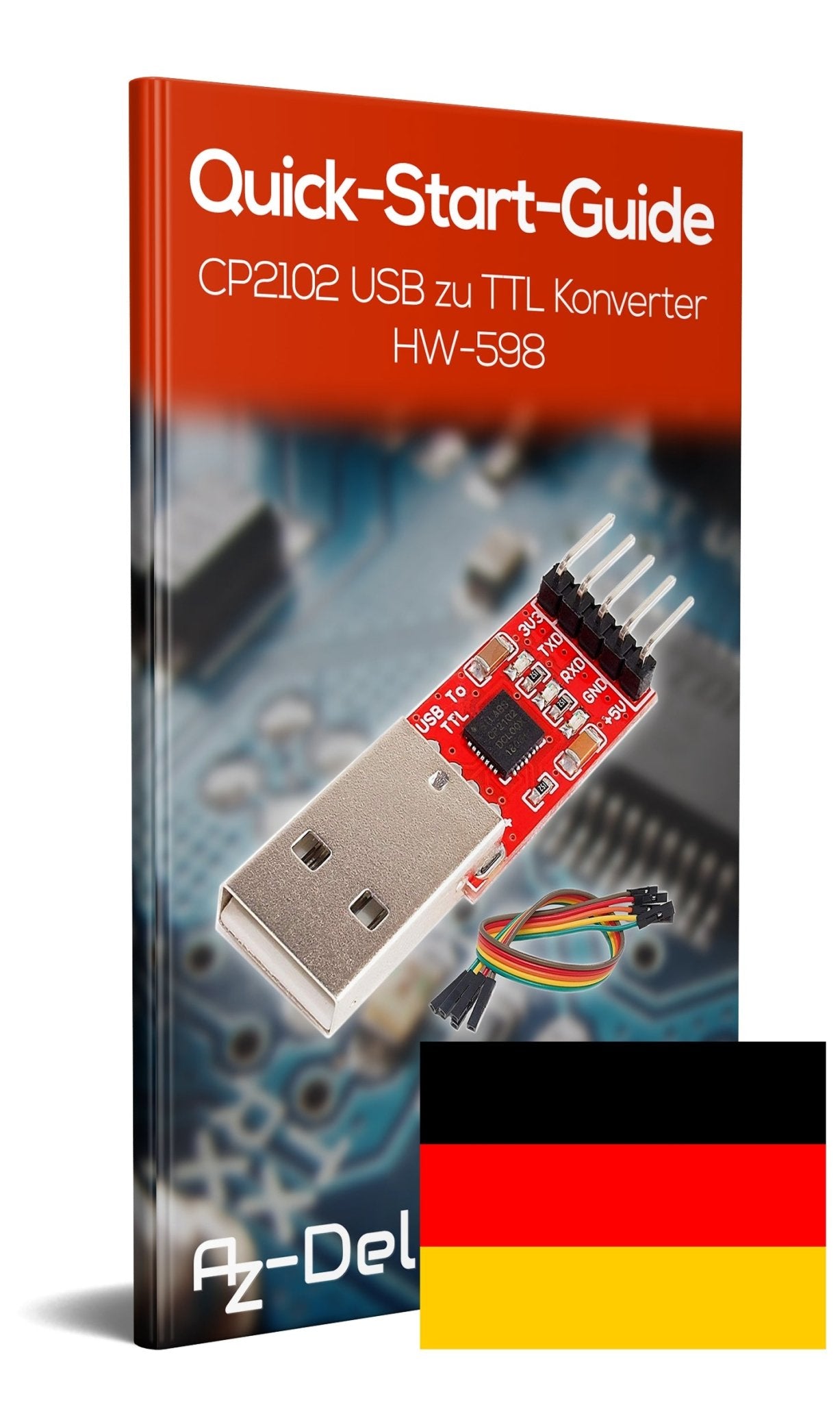 CP2102 USB zu TTL Konverter HW-598 für 3,3V und 5V mit Jumper Kabel - AZ-Delivery