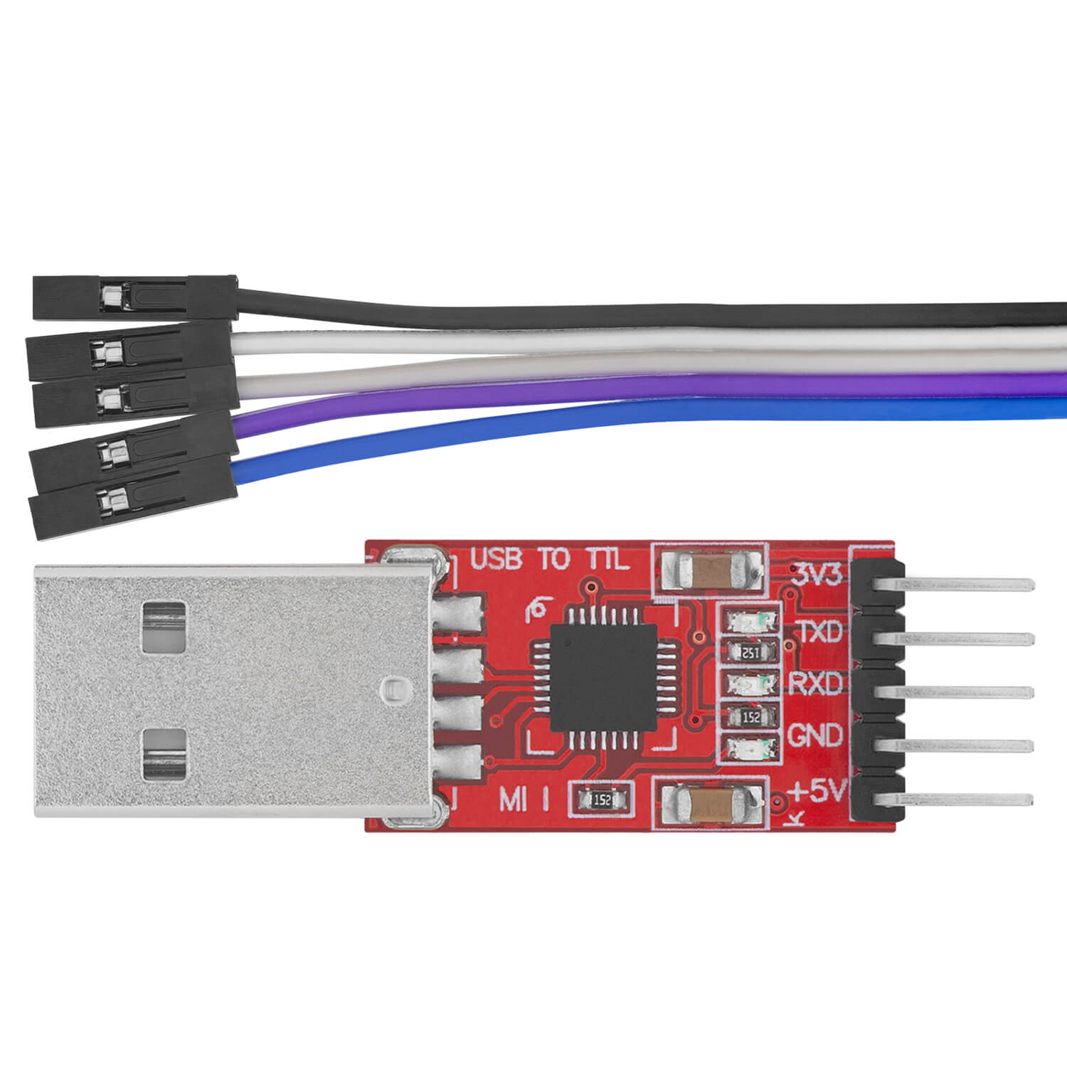 CP2102 USB zu TTL Konverter HW-598 für 3,3V und 5V mit Jumper Kabel - AZ-Delivery