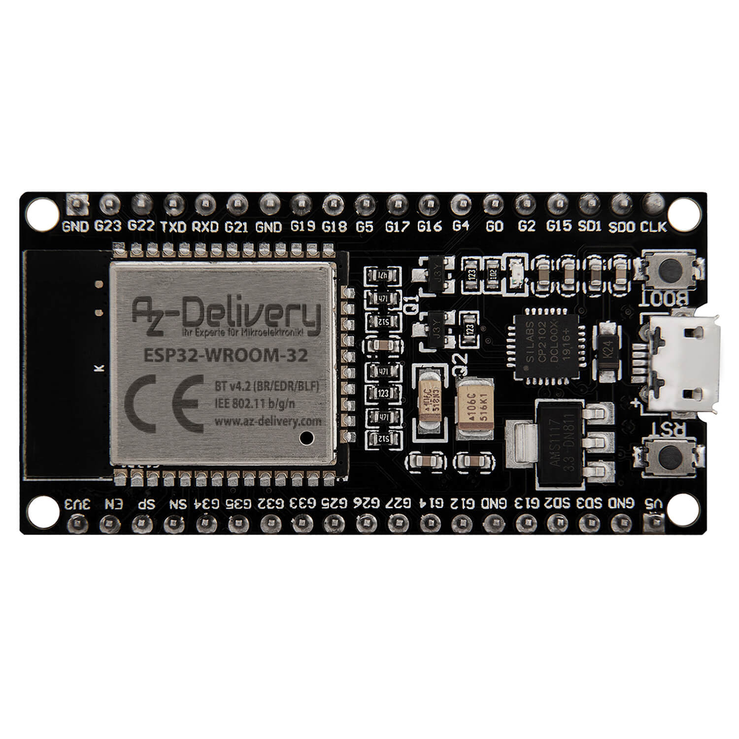 ESP32 NodeMCU Module WLAN WiFi Development Board mit CP2102 (Nachfolgermodell zum ESP8266) kompatibel mit Arduino - AZ-Delivery