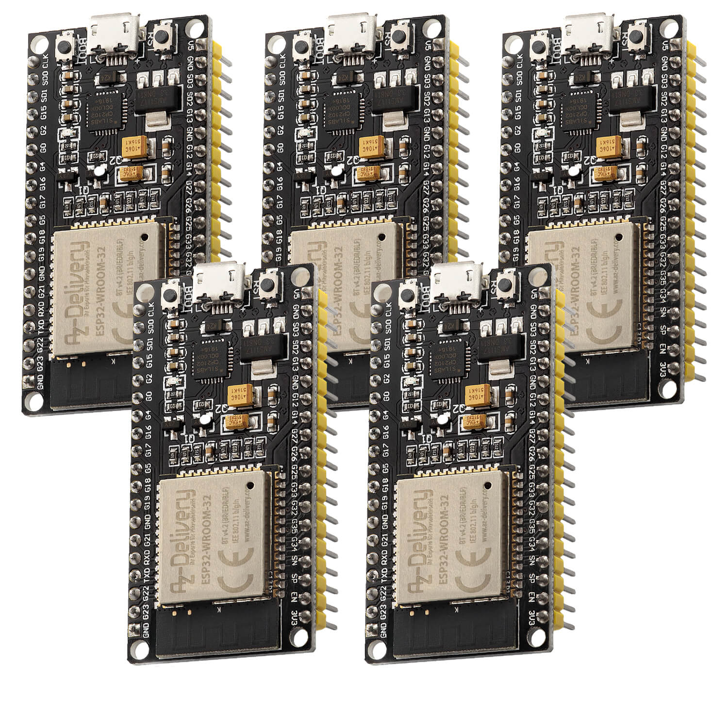 ESP32 NodeMCU Module WLAN WiFi Development Board mit CP2102 (Nachfolgermodell zum ESP8266) kompatibel mit Arduino - AZ-Delivery