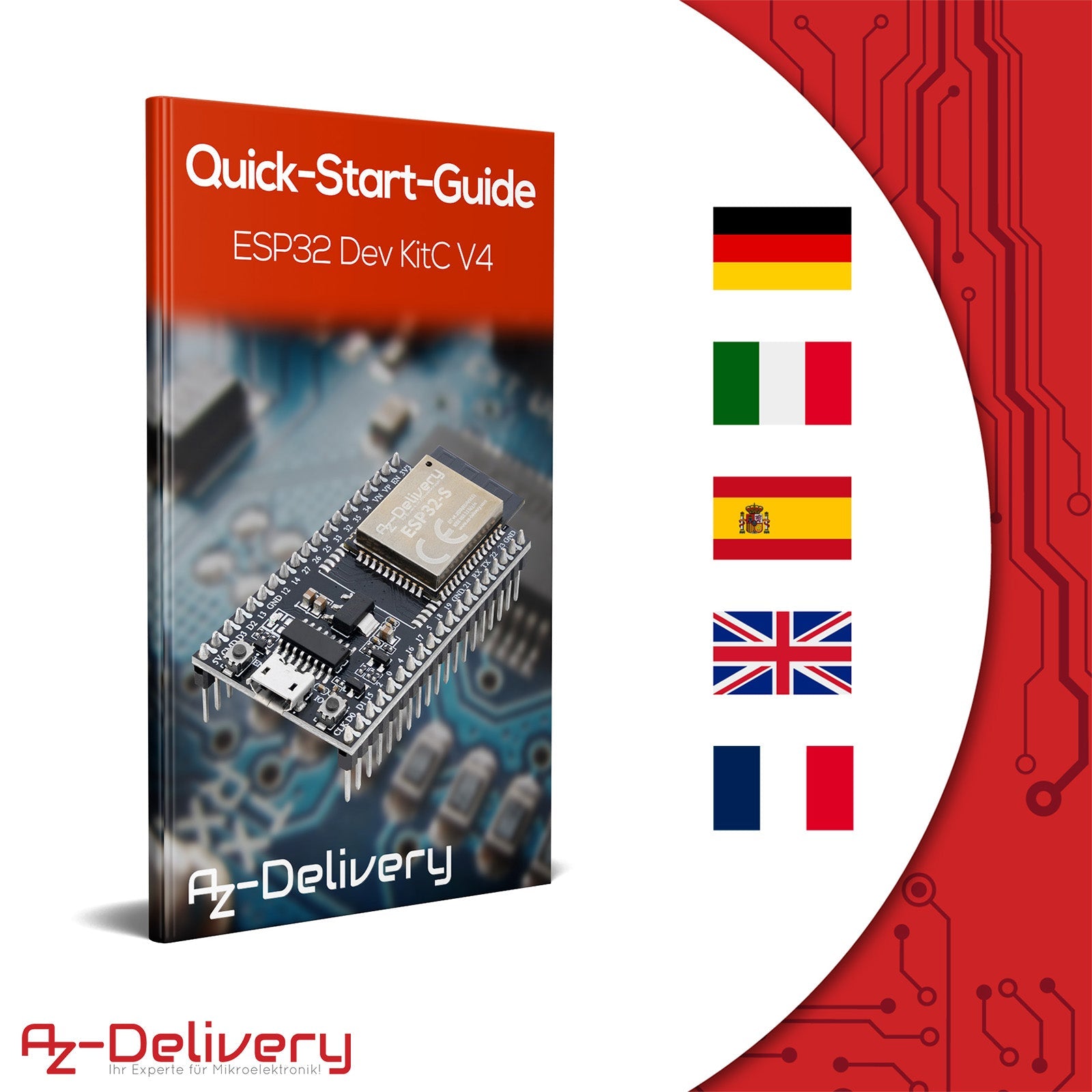 ESP32S Dev Kit C V4 NodeMCU WLAN Development Board kompatibel mit Arduino (Nachfolger Modul von ESP32S Dev Kit C V2) - AZ-Delivery