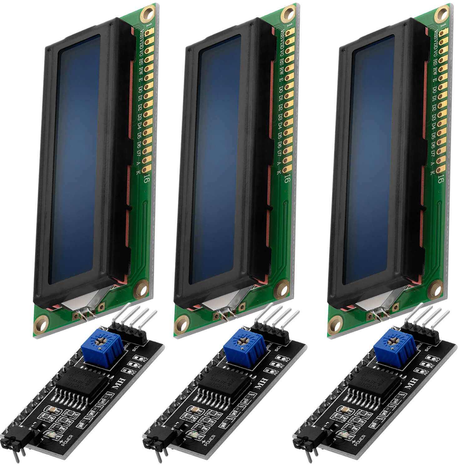 HD44780 1602 LCD Modul Display Bundle mit I2C Schnittstelle 2x16 Zeichen kompatibel mit Arduino und Raspberry Pi - AZ-Delivery