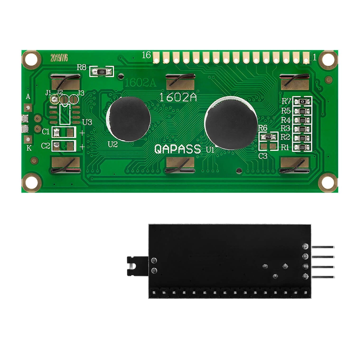 HD44780 1602 LCD Modul Display Bundle mit I2C Schnittstelle 2x16 Zeichen (mit grünem Hintergrund) kompatibel mit Arduino und Raspberry Pi - AZ-Delivery