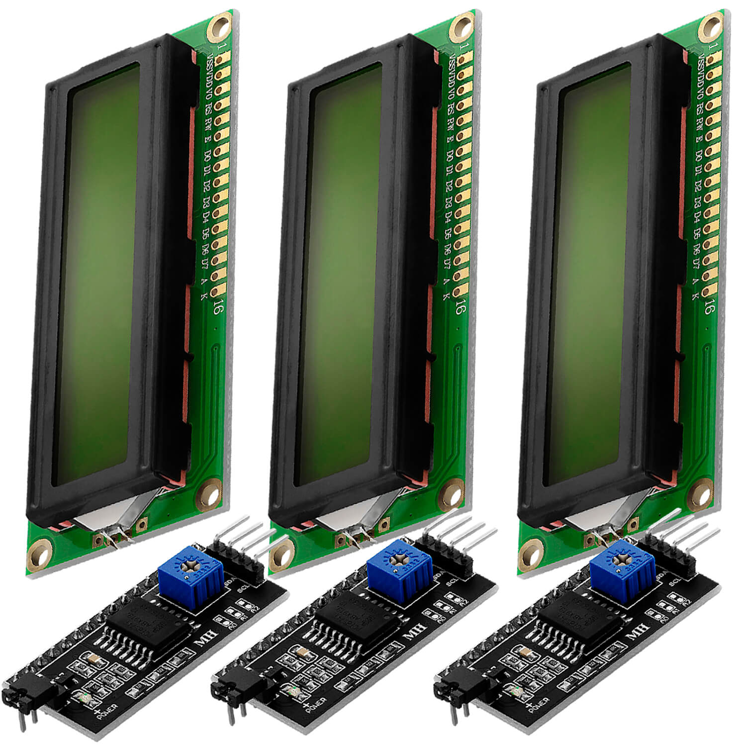 HD44780 1602 LCD Modul Display Bundle mit I2C Schnittstelle 2x16 Zeichen (mit grünem Hintergrund) kompatibel mit Arduino und Raspberry Pi - AZ-Delivery