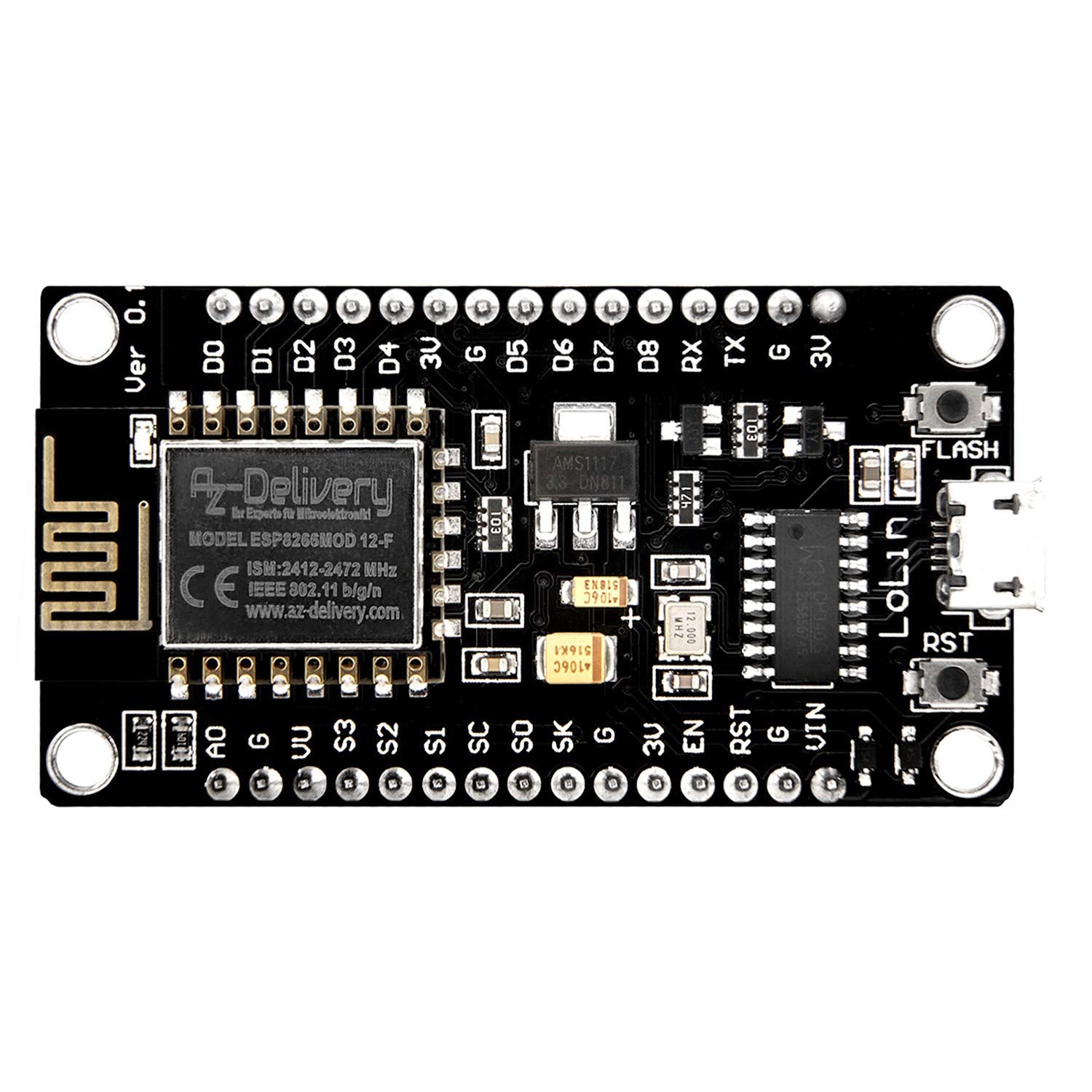 NodeMCU Lua Lolin V3 Module ESP8266 ESP-12F WIFI Wifi Development Board mit CH340 - AZ-Delivery