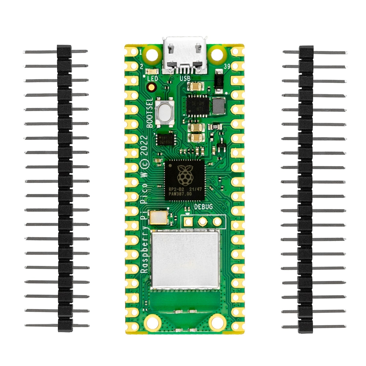 Raspberry Pi Pico W RP2040 Mikrocontroller-Board WiFi WLAN mit Stiftleisten - AZ-Delivery